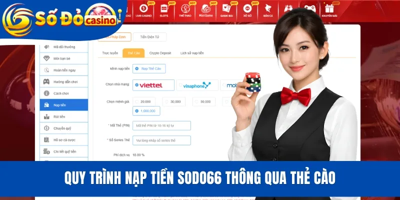 Quy trình nạp tiền SODO66 thông qua thẻ cào