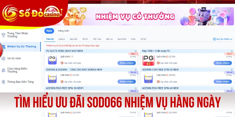 Tìm hiểu ưu đãi SODO66 nhiệm vụ hàng ngày
